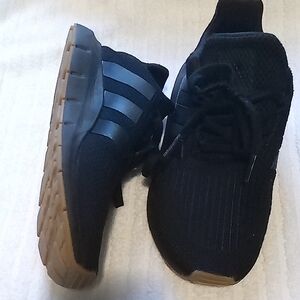 Adidas Kids Black and Gum Sole Sneakers